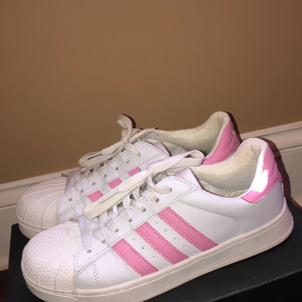Custom pastel pink superstar adidas